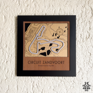 Handcrafted Circuit Zandvoort Dutch GP Wood 3D Track Map, featuring a precision-cut wooden design of the famous Formula 1 circuit.